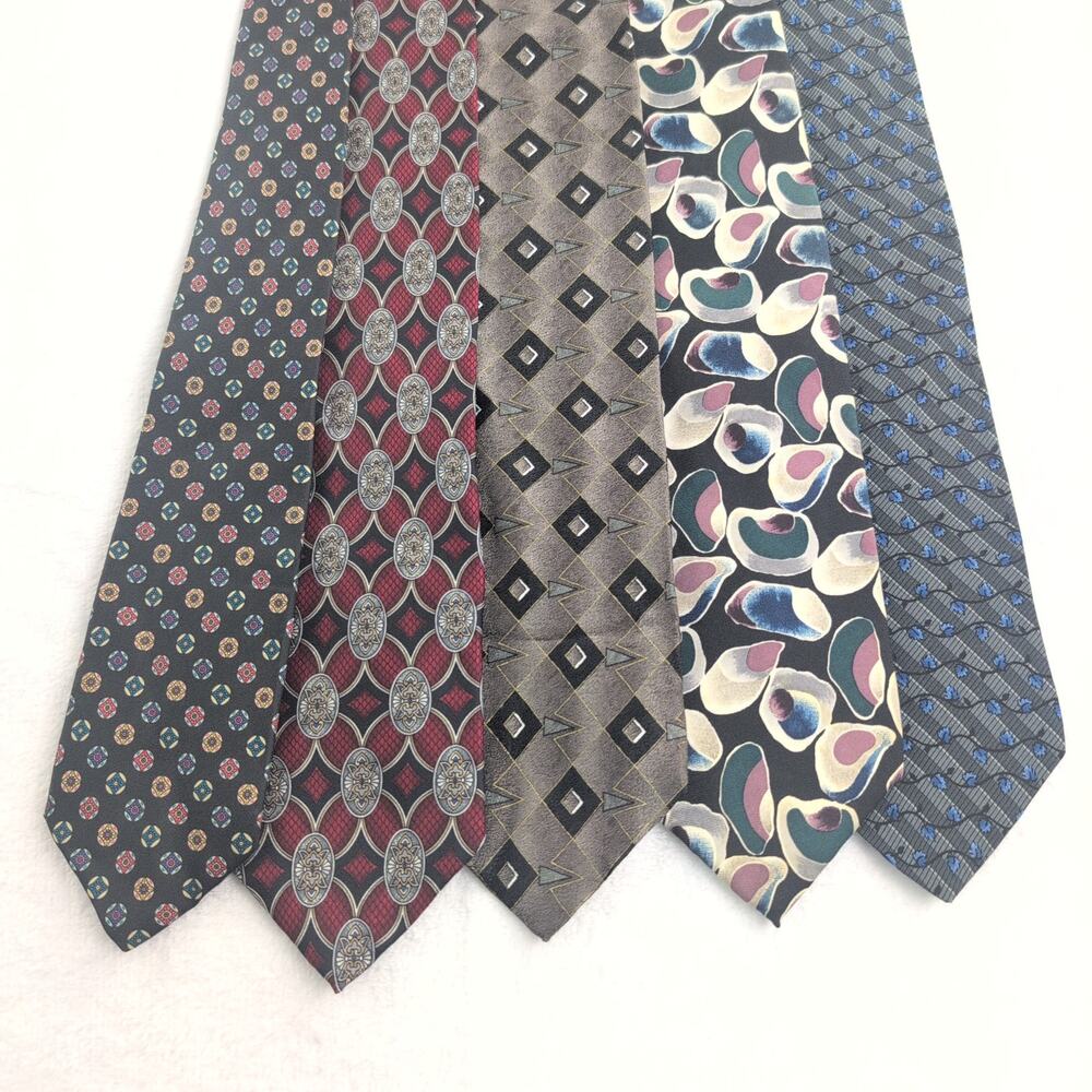 Lot of (5) Vintage Stafford 100% Silk Ties Eclectic Professor Academia